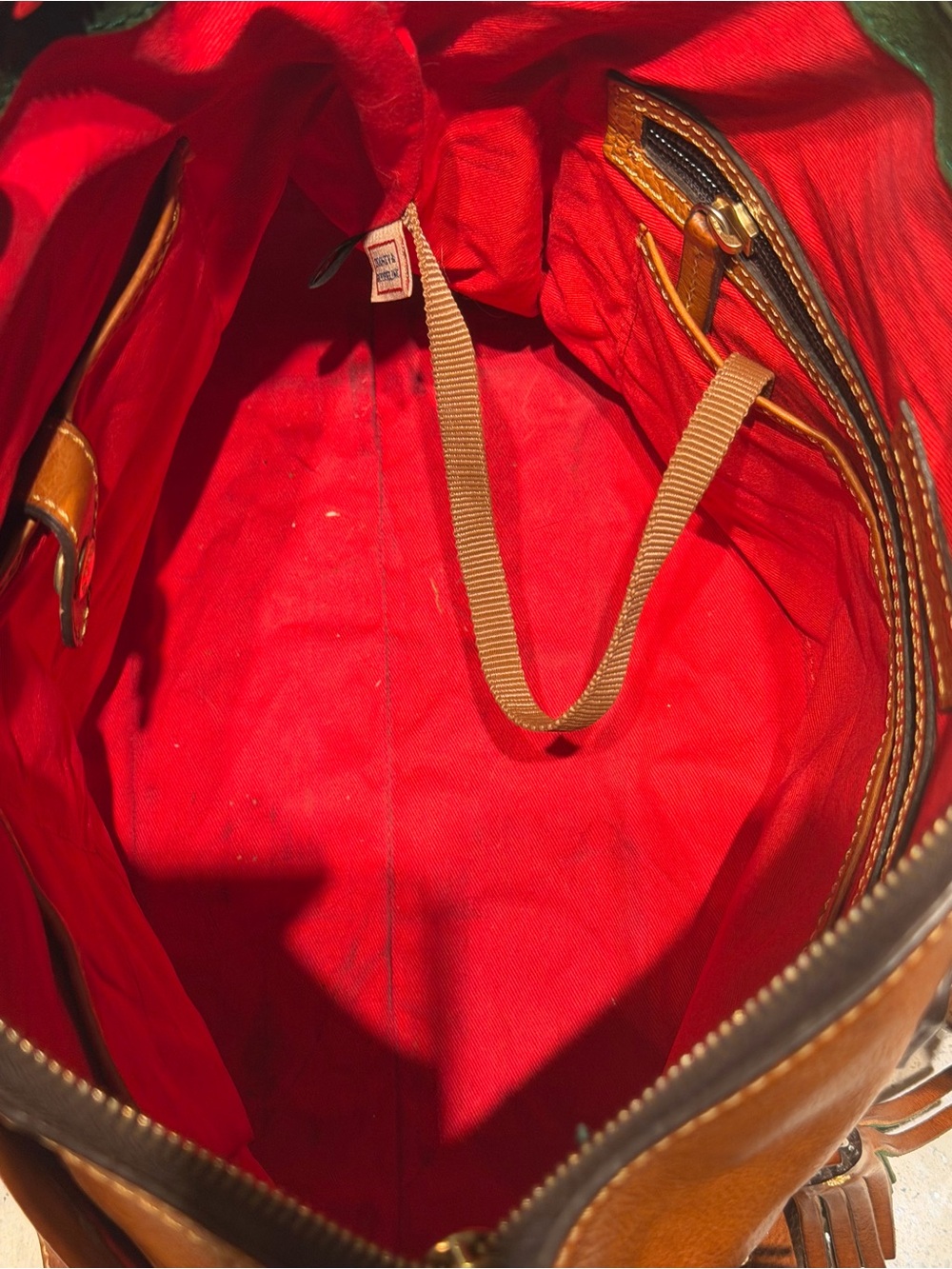 Dooney & Bourke Florentine Cognac Leather Structured Satchel - Picture 8 of 10